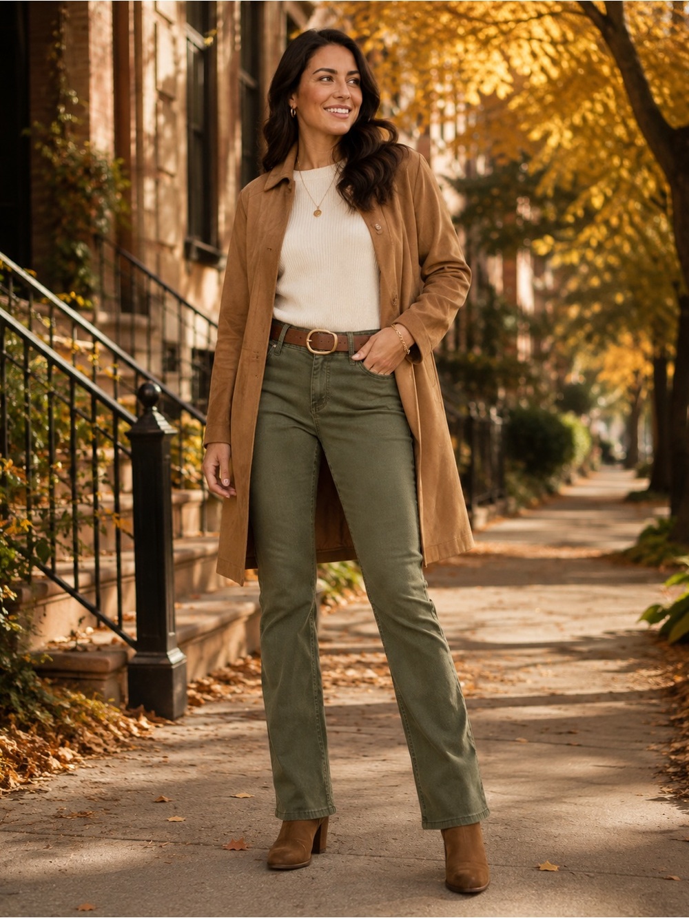Lole Olive Green Stretch Cotton Pants Size 6 Straight Leg Utility